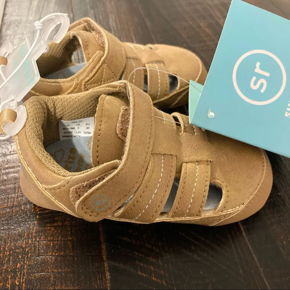 Baby Boys Sandals Light Brown Easy On Shoes NWT 6-12M